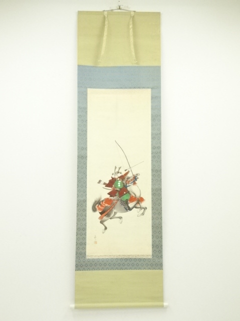 JAPANESE HANGING SCROLL / HAND PAINTED / GENPEI WAR BUSHI